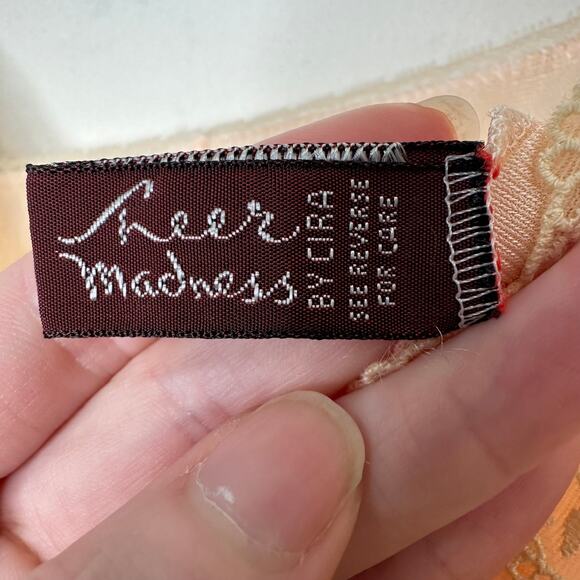 Md (36) VTG 80s Sheer Madness Peach Lace Teddy Romper Lingerie Coquette Romantic - Picture 5 of 7